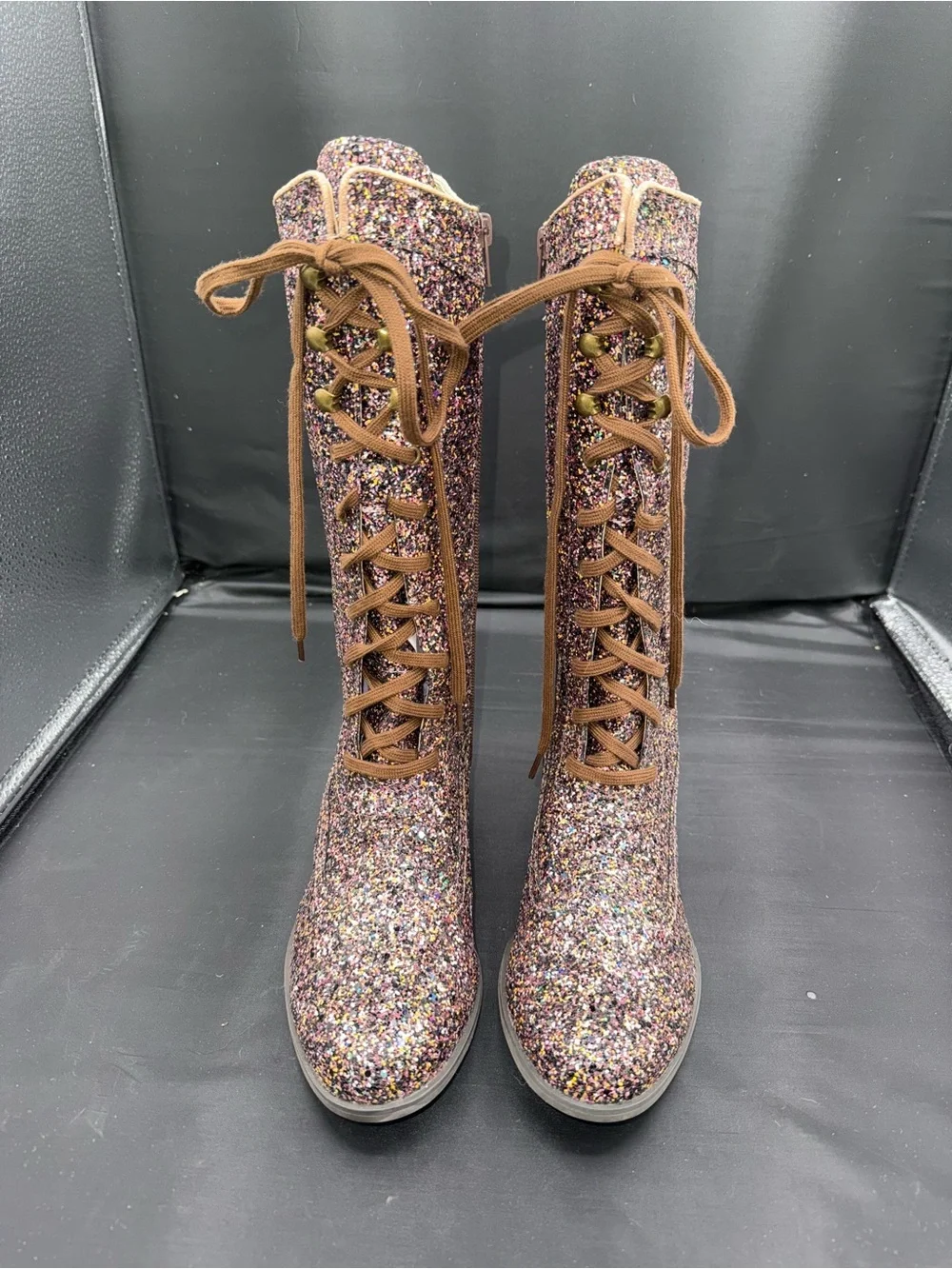 Joyfolie Keiko Confetti Glitter Tall Boots 6Y NWOT Sparkle Whimsigoth Fairycore